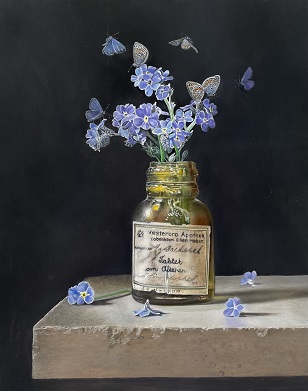 Ginny Page 2024 - Forget me Not - 28 x 23cm - Oil on panel